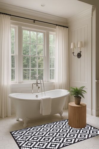 Aztec - Black & White   Porch in Luxurious Bathroom