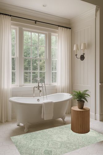 Pershing Hand-Tufted Wool Green Area Rug Gracie Oaks Rug Size: Rectangle 3' x 5' in Luxurious Bathroom