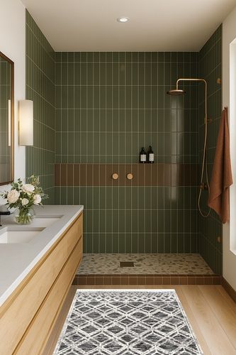 nuLOOM Ansley Moroccan Lattice Tassel Area Rug in Green Bathroom