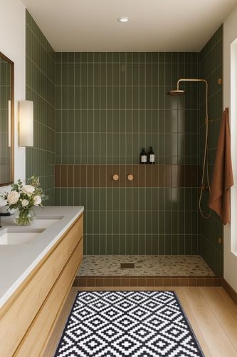 Aztec - Black & White   Porch in Green Bathroom