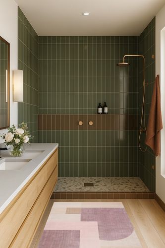 Aslin Geometric Pink/Light Purple Area Rug Wade Logan Rug Size: Rectangle 3' x 5' in Green Bathroom