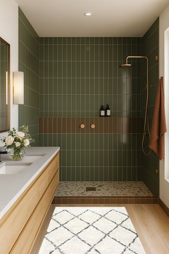 Twinar Geometric Hand Knotted Wool Off White/Dark Gray Area Rug Langley Street ... in Green Bathroom