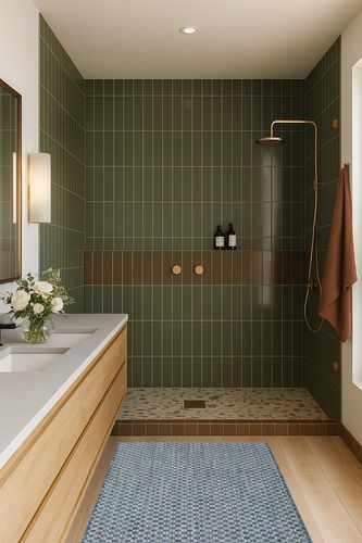 Dirks Blue Indoor / Outdoor Area Rug Highland Dunes Rug Size: Rectangle 2'7" x 5' in Green Bathroom