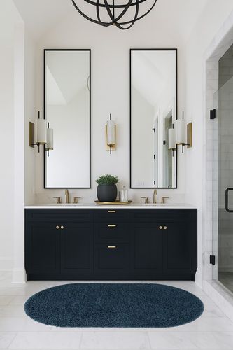 Everyday Shag Rug 3'x5' Oval in Transitional Black Bathroom