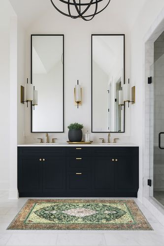 NATOLIA DECOR Area Rug in Transitional Black Bathroom