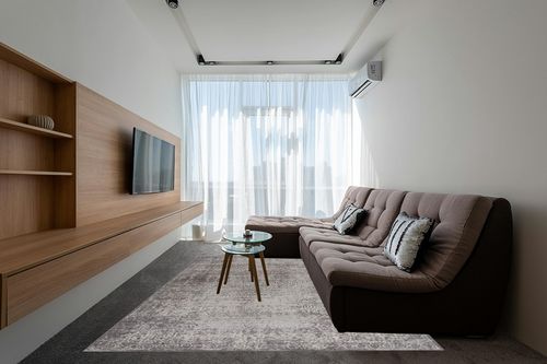 Bloom Rugs Vintage Geometric Gray Cream Area Rug - Boho Distressed 8x10 Rug for Living Room, Bedroom and Kitchen (7'10" x 10') in Grey Living Room with Brown Couch