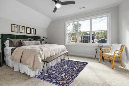 Loloi Rifle Paper Co. x Menagerie Navy 5'-0" x 7'-6" Area Rug in Grey Traditional Bedroom with King Bed