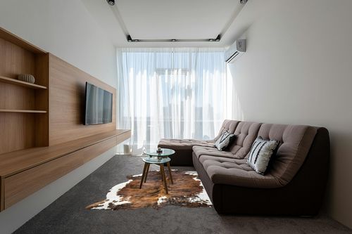HIDES BAZAAR Brown Brindle Cowhide Rug, Premium Quality Genuine Leather Cow Hide, Brown, Black and White Area Rug (6x7 ft) in Grey Living Room with Brown Couch