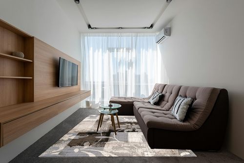 Indoor Area Rug with Jute Backing 8' X 10' in Grey Living Room with Brown Couch