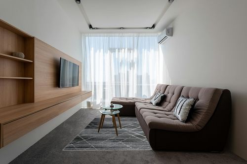 GlowSol Area Rug 5x8 Abstract Line Area Rugs for Living Room,Bedroom,Hallway,Dining Room,Non-Shedding,Non Slip Floor Decoration Carpets,Gray-White,5x8 Feet in Grey Living Room with Brown Couch