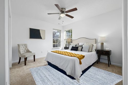 Haddan Handmade Tufted Blue Area Rug Highland Dunes Rug Size: Square 8' in White and Yellow Modern Bedroom