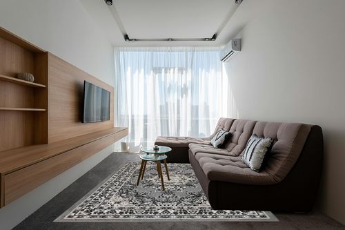Antep Rugs Oriental 8x10 Traditional Medallion Indoor Area Rug Siesta (Gray Beige, 7'10" x 10') in Grey Living Room with Brown Couch