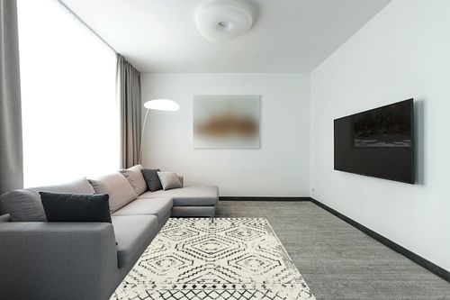 Wonnitar Moroccan Washable Rugs 5x7,Large White Tribal Area Rug for Living Room,Non-Shedding Soft Bedroom Accent Throw Mat,Geometric Non-Slip Floor Carpet for Dining Table Entry Office in Modern Living Room with Grey Couch