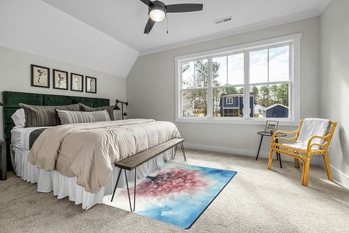 DNOVING Large Non-Slip Area Rug 5x7ft Washable Fluffy Rug, Cherry Blossom Tree Design, Rubber Backing, Pink and White Petals on Blue Sky in Grey Traditional Bedroom with King Bed