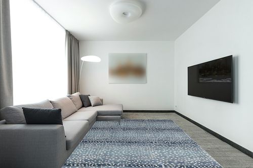 Wallard Antelope Cheetah Blue,Natural,Gray,Mink Animal Contemporary HandTuffted 100% Woolen Area Rugs and Carpets (Blue, 5 x 3 FT) in Modern Living Room with Grey Couch