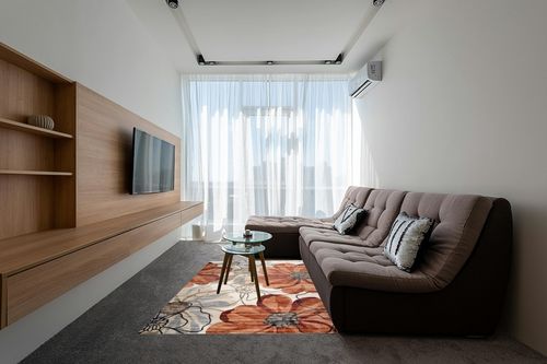 RUG BRANCH Blossom Modern Floral Red Beige Indoor Soft Area Rug for Living Room, Bedroom, Dining Room, and Office - 5' x 8' (Exact Size: 5'3" X 7'7") in Grey Living Room with Brown Couch