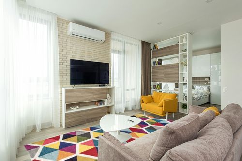 nuLOOM Maris Colorful Geometric Tiles Area Rug, 8' x 10', Multi in Light Modern Living Room with TV
