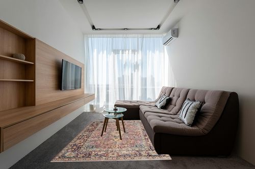 SAFAVIEH Illusion Collection Area Rug - 6' x 9', Light Purple & Purple, Vintage Distressed Viscose Design, Ideal for High Traffic Areas in Living Room, Bedroom (ILL700A) in Grey Living Room with Brown Couch