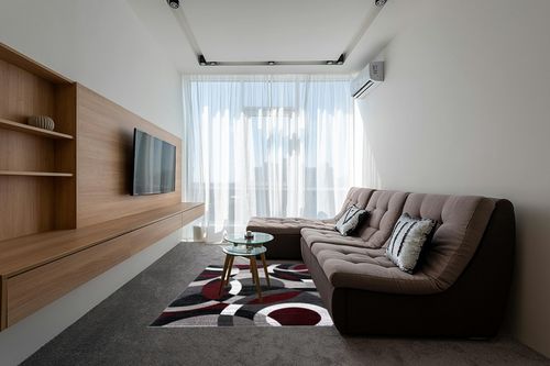 Rugshop Contemporary Abstract Circles Perfect for high Traffic Areas of Your Living Room,Bedroom,Home Office,Kitchen Easy Cleaning Area Rug 5'3" x 7'3" Red in Grey Living Room with Brown Couch