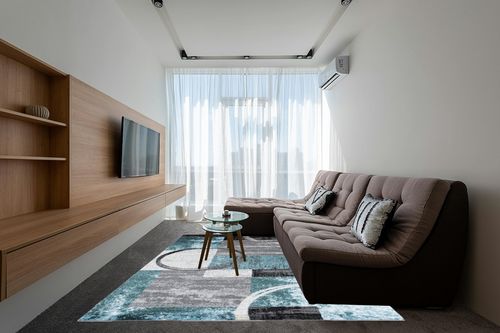 Rugshop Contemporary Abstract Circle Design Soft Area Rug 7'10" x 10'2" Gray in Grey Living Room with Brown Couch