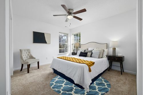 Lahome Moroccan Round Area Rug - 6' Diameter Faux Wool Non-Slip Area Rug Small Accent Distressed Throw Rugs Floor Carpet for Door Mat Entryway Bedrooms Laundry Room Decor (Round -6' Diameter, Blue) in White and Yellow Modern Bedroom