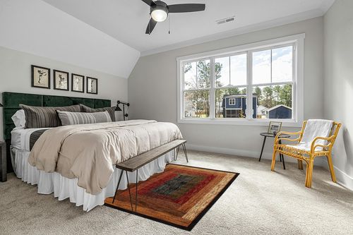 Home Dynamix Royalty Vega Contemporary Geometric Area Rug, Blue/Ivory, 5'2"x7'2" in Grey Traditional Bedroom with King Bed
