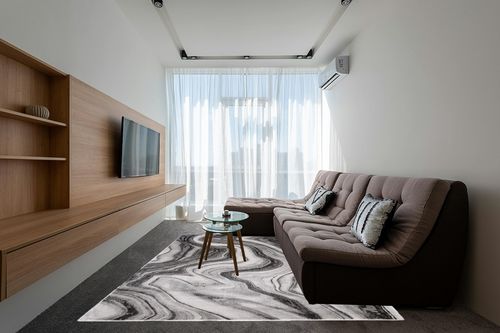 SAFAVIEH Craft Collection Area Rug - 8' x 10', Grey & Silver, Modern Abstract Design, Non-Shedding & Easy Care, Ideal for High Traffic Areas in Living Room, Bedroom (CFT819G) in Grey Living Room with Brown Couch