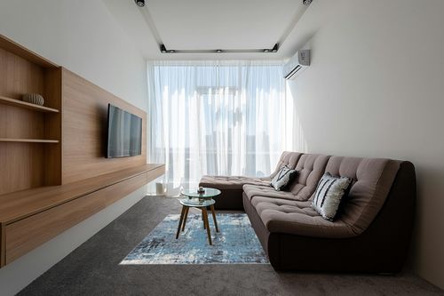 Rugshop Modern Abstract Soft Area Rug 5' x 7' Blue in Grey Living Room with Brown Couch