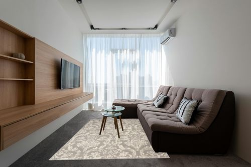 Nourison Jubilant Damask Grey 6' x 9' Area_Rug, Easy-Cleaning, Non Shedding, Bed Room, Living Room, Dining Room, Kitchen (6x9) in Grey Living Room with Brown Couch