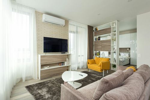 Paris Shag Collection 6' x 9' Silver in Light Modern Living Room with TV