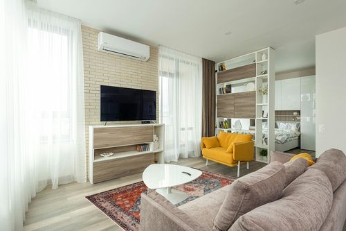 Lahome Boho Tribal Area Rug in Light Modern Living Room with TV