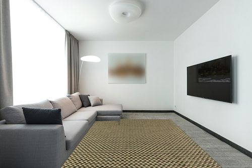 nuLOOM Camryn Herringbone Indoor/Outdoor Area Rug, 8x10, Green in Modern Living Room with Grey Couch