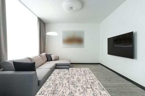 6'x9' | Washable Star Wars Area Rug | Living Room & Bedroom Rugs | Stain ... in Modern Living Room with Grey Couch