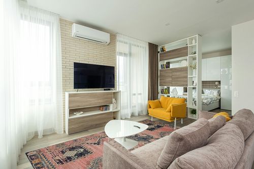 Rose / Rose Transitional Shed Resistant, Fade Resistant, Stain Resistant Hallway Area Rug in Light Modern Living Room with TV