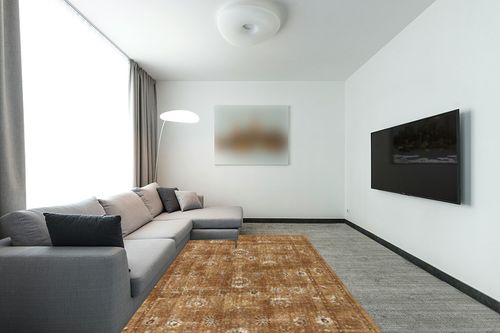 LIMON HOME Fall Area Rug,Autumn Fall Decor for Home,Thick Orange Rug for 6x9 Living Room,Machine Washable Area Rug for Badroom,Faux Wool Exceedingly Soft Yellow Floral Vintage Indoor Carpet 6 by 9 in Modern Living Room with Grey Couch