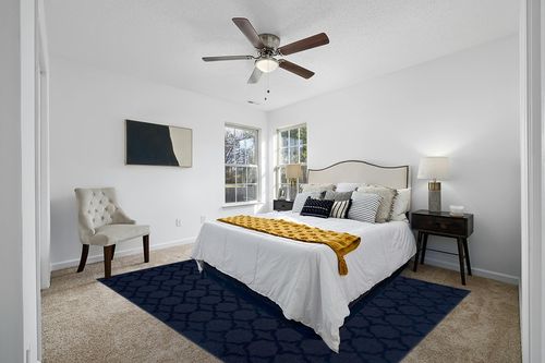 Garland Rug Sparta 8-Feet by 10-Feet Area Rug Navy in White and Yellow Modern Bedroom