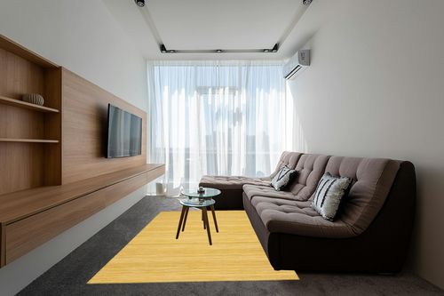 Nourison Interweave Abstract Yellow 6' x 9' Area-Rug, Easy-Cleaning, Non Shedding, Bed Room, Living Room, Dining Room, Kitchen (6x9) in Grey Living Room with Brown Couch