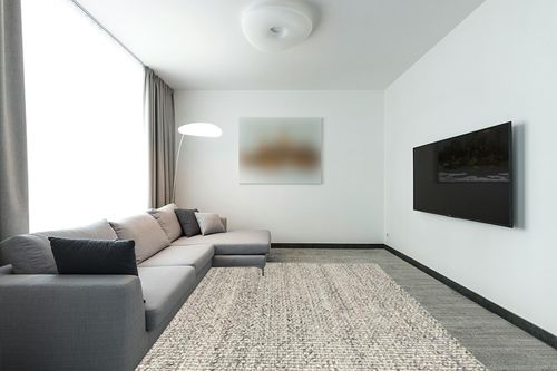 Mark&Day Area Rugs, 8x10 Keynsham Modern Charcoal Area Rug, Grey Ivory Carpet for Living Room, Bedroom or Kitchen (8' x 10') in Modern Living Room with Grey Couch