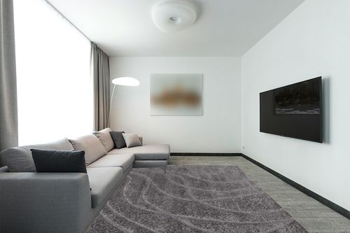 SAFAVIEH Florida Shag Collection Area Rug - 8' x 10', Grey & Grey, Non-Shedding & Easy Care, 1.2-inch Thick Ideal for High Traffic Areas in Living Room, Bedroom (SG471-8080) in Modern Living Room with Grey Couch