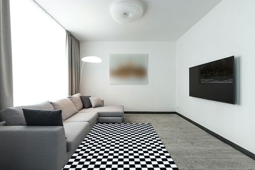 LUXE WEAVERS Geometric Checkered Black and White 5x7 Area Rug, Non-Shedding Modern Living Room Carpet in Modern Living Room with Grey Couch