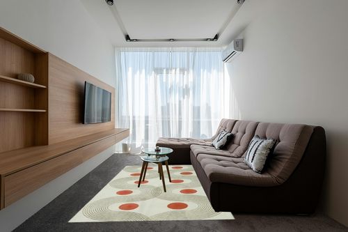 6x9 Washable Cotton Area Rugs for Living Room Bedroom Beige Red Geometric Rug Flatweave Cotton Rug Indian Handmade Carpet Boho for Entryway Farmhouse Kitchen Home Floor Decor Dining Room in Grey Living Room with Brown Couch