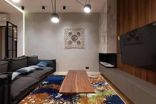 LUXE WEAVERS Modern Multicolor 1636 Mandala 8x10 Area Rug, Contemporary Bohemian Bedroom Carpet in Dark Wood Living Room with Black Couch