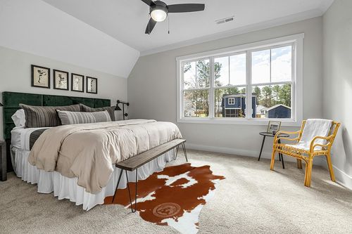 Genuine Brown and White Cowhide Rug XL 6 x 7-8 ft. 180 x 240 cm in Grey Traditional Bedroom with King Bed