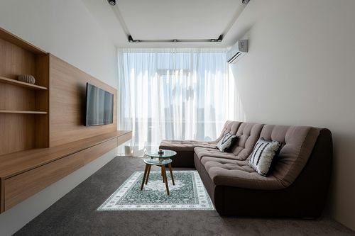 Zacoo Washable Rug 5x7 Area Rugs Boho Rug Vintage Area Rugs for Living Room Bedroom Dining Room Distressed Non Slip Rugs Carpet Non Shedding Oriental Rug, Green/White in Grey Living Room with Brown Couch