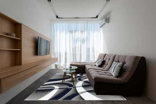 GLORY RUGS Area Rug 8x10 Navy Door Mat Modern Swirls Carpet Bedroom Living Room Contemporary Dining Accent Sevilla Collection 4816 in Grey Living Room with Brown Couch