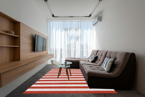 Addison Rugs Chantille ACN528 Red 8' x 10 Indoor Outdoor Area Rug, Stain Resistant, Machine Washable, Non Shedding, Bedroom, Living Room, Dining Room, Kitchen Rug in Grey Living Room with Brown Couch