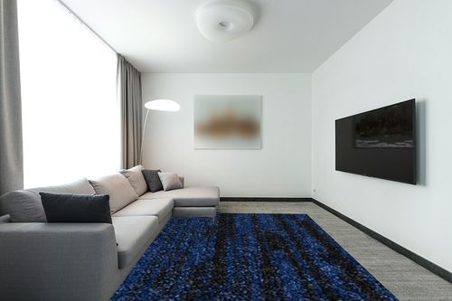 Nourison Essentials Indoor/Outdoor Midnight Blue 8' x 10' Area Rug, Easy Cleaning, Non Shedding, Bed Room, Living Room, Dining Room, Backyard, Deck, Patio (8x10) in Modern Living Room with Grey Couch