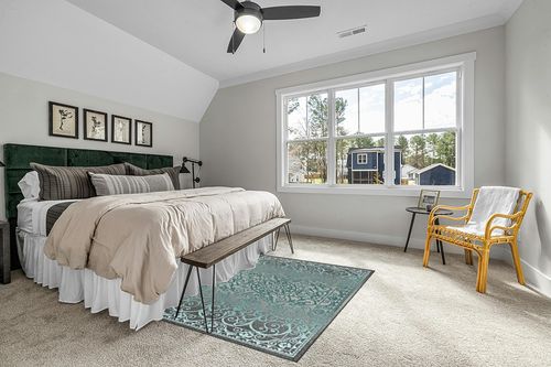 Maples Rugs Pelham Non Slip Area Rugs, Medallion Low Pile Pet-Friendly Mat for Living Room, Bedroom, and Dining [Made in USA], 5 x 7, Blue/Grey in Grey Traditional Bedroom with King Bed