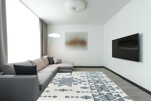 Rugs America Gallagher Collection GL50A Royal Nova Transitional Vintage Area Rug 8' x 10' in Modern Living Room with Grey Couch