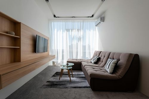 Masada Rugs, Modern Contemporary Area Rug, Grey Black White (5 Feet x 7 Feet) in Grey Living Room with Brown Couch
